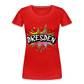 Dresden Deutschland Stadt Pop Art Comic Kunst - Frauen Premium Bio T-Shirt - Navy - Vorne - Mia (176cm)