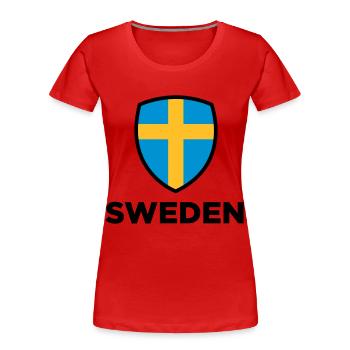 Nationalflagge von Schweden - Frauen Premium Bio T-Shirt - Navy - Vorne - Mia (176cm)
