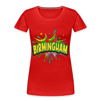 Birmingham Angleterre Royaume-Uni Ville Pop Art Comic Art - T-shirt bio Premium Femme - bleu marine - Devant - Mia (176cm)