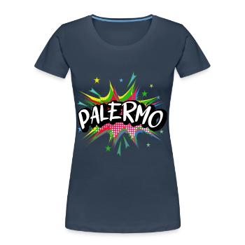 Palermo Italy City Pop Art Comic Art Skyline - Women's Premium Organic T-Shirt - navy - Front - Mia (176cm)