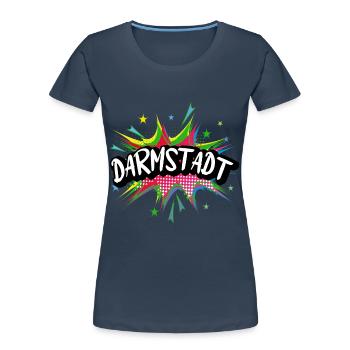 Darmstadt Germany City Pop Art Comic Art - Women's Premium Organic T-Shirt - navy - Front - Mia (176cm)