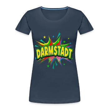 Darmstadt Germany City Pop Art Comic Art - Women's Premium Organic T-Shirt - navy - Front - Mia (176cm)