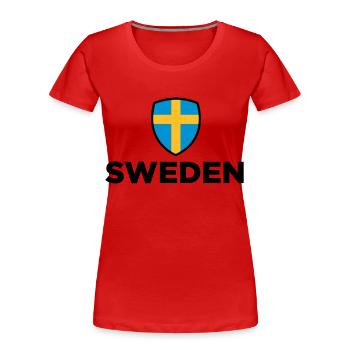 Nationalflagge von Schweden - Frauen Premium Bio T-Shirt - Navy - Vorne - Mia (176cm)