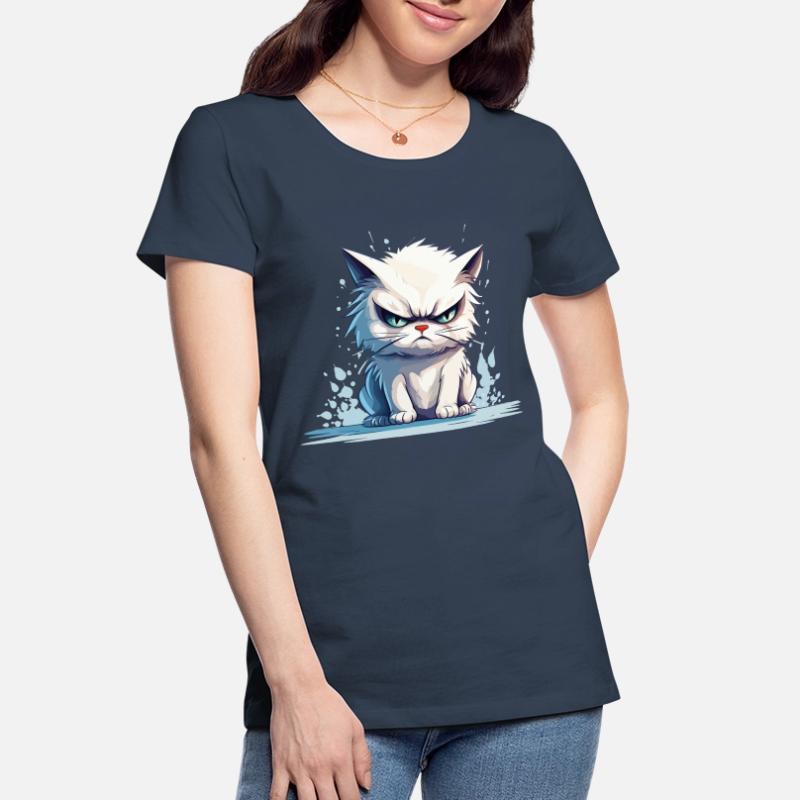 cat grumpy grumpy grumpy meow funny Women's Premium Organic T-Shirt