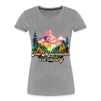 The Mountains Are Calling Berge Bergsteiger Natur - Frauen Premium Bio T-Shirt - Navy - Vorne - Mia (176cm)