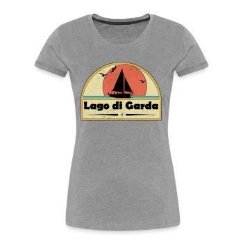 Lago di Garda - Frauen Premium Bio T-Shirt - Navy - Vorne - Mia (176cm)