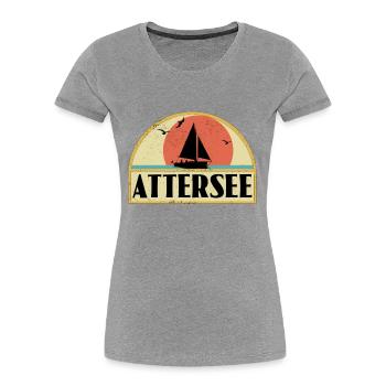 Attersee - Frauen Premium Bio T-Shirt - Navy - Vorne - Mia (176cm)