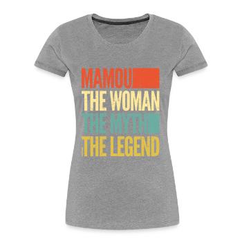 Mamou - the woman - the myth - the legend - Mamie - T-shirt bio Premium Femme - bleu marine - Devant - Mia (176cm)