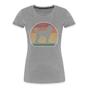 Retro Pudel Sonnenuntergang - Frauen Premium Bio T-Shirt - Navy - Vorne - Mia (176cm)