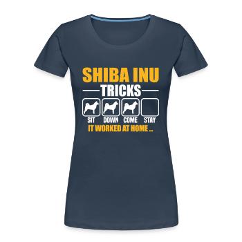 Shiba Inu Tricks - Women's Premium Organic T-Shirt - navy - Front - Mia (176cm)