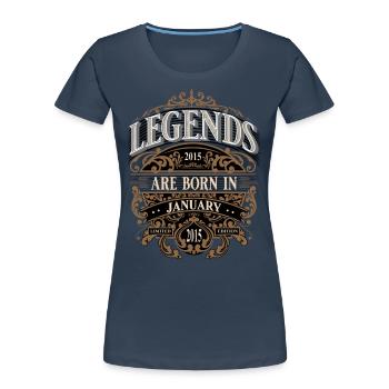 2015 Janvier Naissance Anniversaire Année de naissance Légende - T-shirt bio Premium Femme - bleu marine - Devant - Mia (176cm)