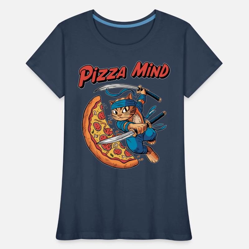 Conception de chat Pizza Mind Ninja T-shirt bio Premium Femme