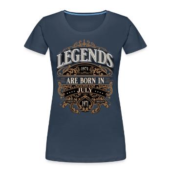 1971 Juillet Naissance Anniversaire Année de naissance - T-shirt bio Premium Femme - bleu marine - Devant - Mia (176cm)