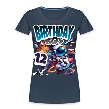 Astronaut 12th Birthday Space - Women's Premium Organic T-Shirt - navy - Front - Mia (176cm)