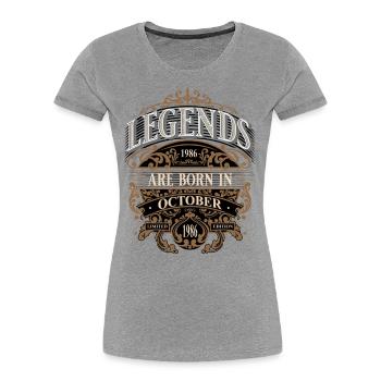 1986 Octobre Naissance Anniversaire Année de naissance - T-shirt bio Premium Femme - bleu marine - Devant - Mia (176cm)