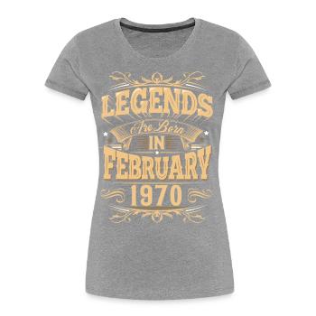 February 1970's Birthday Legend - Women's Premium Organic T-Shirt - navy - Front - Mia (176cm)