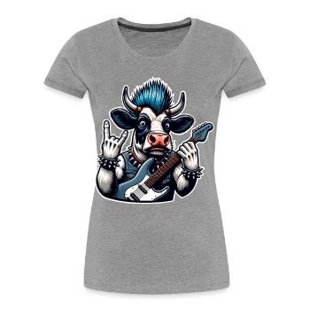Kuh Rock and Roll Guitarist - Women's Premium Organic T-Shirt - navy - Front - Mia (176cm)