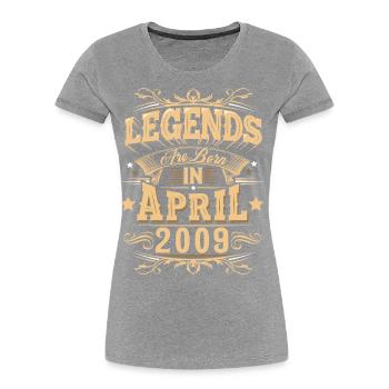 Légende de l’anniversaire d’avril 2009 - T-shirt bio Premium Femme - bleu marine - Devant - Mia (176cm)