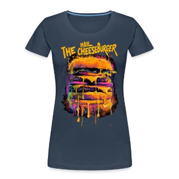 Trippy Hail the Cheeseburger Graffiti Street Style - Women's Premium Organic T-Shirt - navy - Front - Mia (176cm)