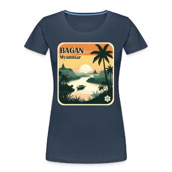 Bagan, Myanmar - Women's Premium Organic T-Shirt - navy - Front - Mia (176cm)