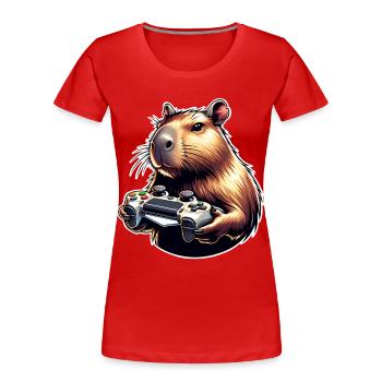 Capybara Gaming - Frauen Premium Bio T-Shirt - Navy - Vorne - Mia (176cm)