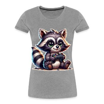 Raccoon Gamer - T-shirt bio Premium Femme - bleu marine - Devant - Mia (176cm)