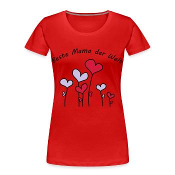 Beste Mama der Welt Herzblumen bunt Vektor - Frauen Premium Bio T-Shirt - Navy - Vorne - Mia (176cm)