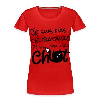 Je suis pas célibataire, je vis avec mon chat ! - T-shirt bio Premium Femme - bleu marine - Devant - Mia (176cm)