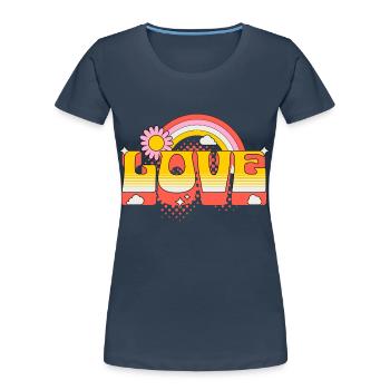 Love Scripture Flower Rainbow Clouds Art - Women's Premium Organic T-Shirt - navy - Front - Mia (176cm)