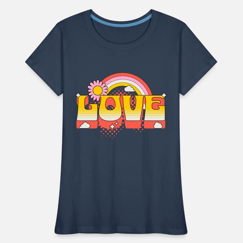 Love Scripture Flower Rainbow Clouds Art Women's Premium Organic T-Shirt