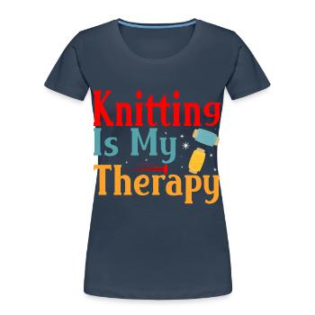 Tricot amusant - T-shirt bio Premium Femme - bleu marine - Devant - Mia (176cm)