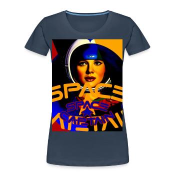 Kapitän im Weltraum - Frauen Premium Bio T-Shirt - Navy - Vorne - Mia (176cm)