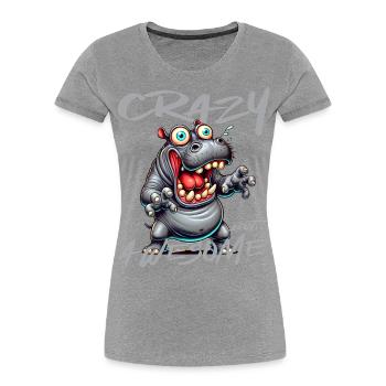 Crazy but Awesome Nilpferd Comic Stil - Frauen Premium Bio T-Shirt - Navy - Vorne - Mia (176cm)