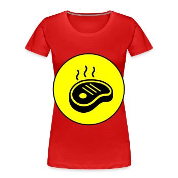 Cercle d’icônes de steak - T-shirt bio Premium Femme - bleu marine - Devant - Mia (176cm)