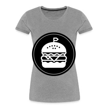Cercle d’icônes de hamburger - T-shirt bio Premium Femme - bleu marine - Devant - Mia (176cm)