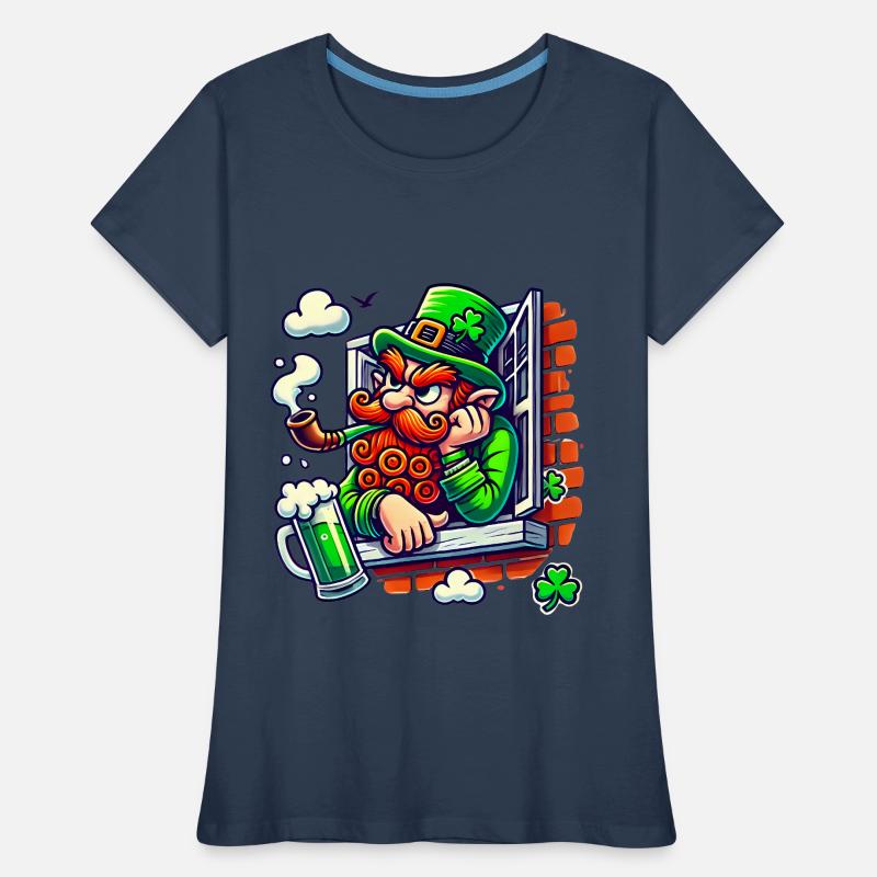 Grumpy Leprechaun Window Sticker Women's Premium Organic T-Shirt