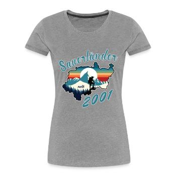 2001 anniversaire Sauerländer Original Retro Sunset - T-shirt bio Premium Femme - bleu marine - Devant - Mia (176cm)