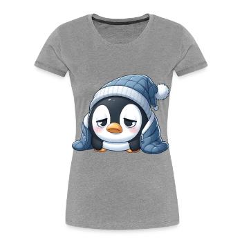 Pingouin fatigué - T-shirt bio Premium Femme - bleu marine - Devant - Mia (176cm)