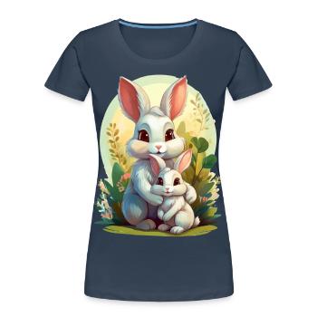 Mama Hase umarmt ihr Kind - Frauen Premium Bio T-Shirt - Navy - Vorne - Mia (176cm)