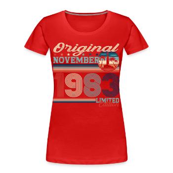 Original November 1983 39th Birthday Gift - Women's Premium Organic T-Shirt -  - Front - Mia (176cm)