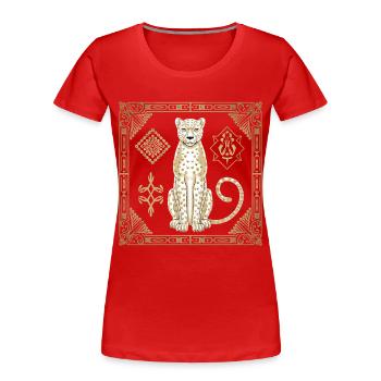 Cheetah Art: Elegance and Style in Golden - Women's Premium Organic T-Shirt - navy - Front - Mia (176cm)
