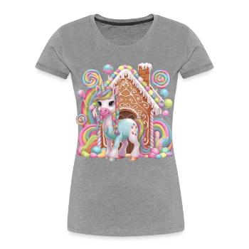 Candy Unicorn and Gingerbread House Magic - Women's Premium Organic T-Shirt - navy - Front - Mia (176cm)