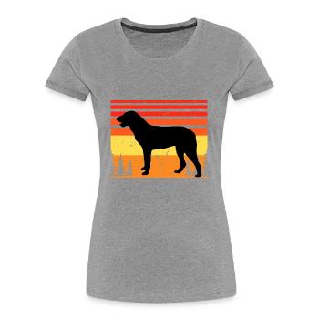 Cao De Castro Laboreiro Dog Silhouette Retro Sun - Women's Premium Organic T-Shirt - navy - Front - Mia (176cm)