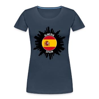 Almeria Skyline Spanien Flagge Reise-Souvenir - Frauen Premium Bio T-Shirt - Navy - Vorne - Mia (176cm)