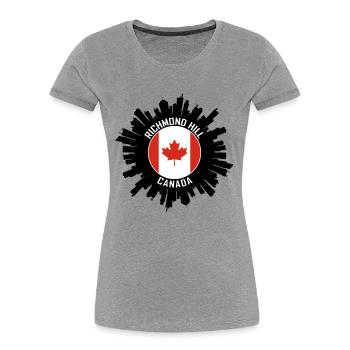 Richmond Hill Skyline Canada Flag Souvenir de voyage - T-shirt bio Premium Femme - bleu marine - Devant - Mia (176cm)