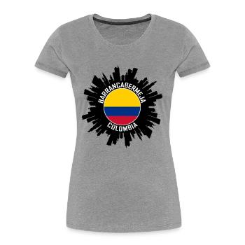 Barrancabermeja Skyline Kolumbien Flagge Reiseziel - Frauen Premium Bio T-Shirt - Navy - Vorne - Mia (176cm)