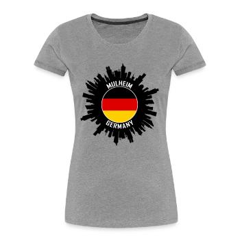 Mulheim Skyline Allemagne Flag Souvenir de voyage - T-shirt bio Premium Femme - bleu marine - Devant - Mia (176cm)
