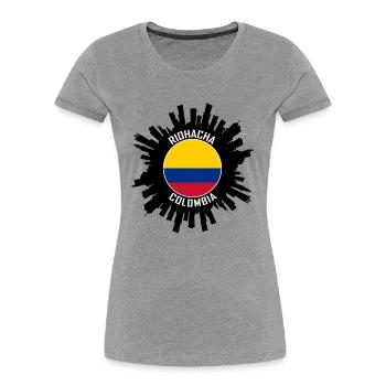 Riohacha Skyline Colombie Flag Souvenir de voyage - T-shirt bio Premium Femme - bleu marine - Devant - Mia (176cm)