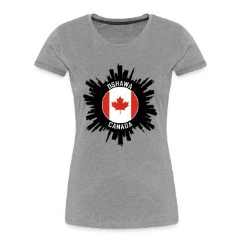 Oshawa Skyline Canada Flag Travel Souvenir - Women's Premium Organic T-Shirt - navy - Front - Mia (176cm)