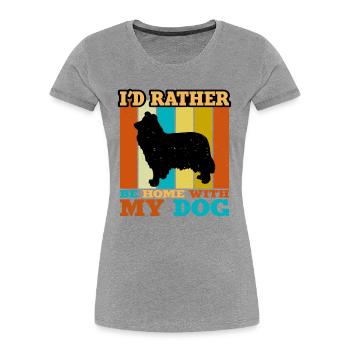 Collie Rough Dog Lover Silhouette Vintage Sunset - T-shirt bio Premium Femme - bleu marine - Devant - Mia (176cm)
